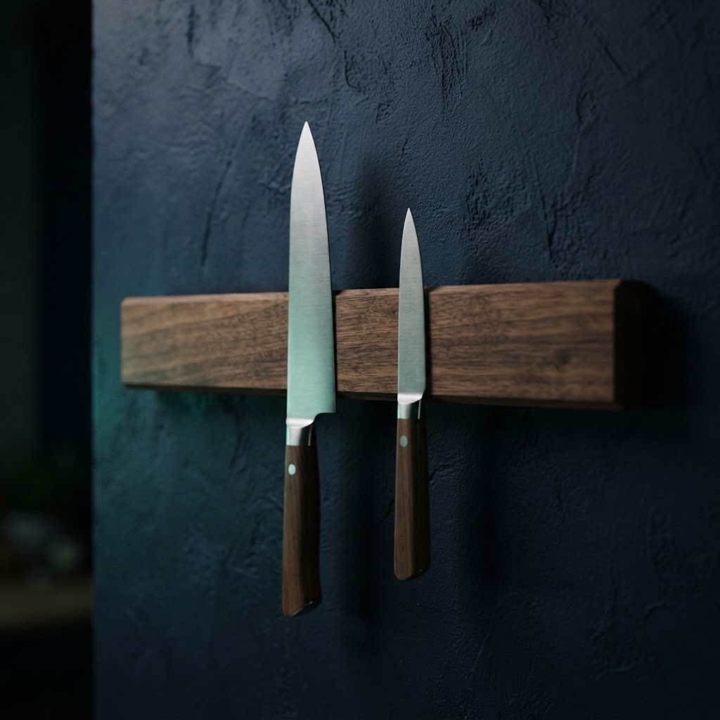 kitchen still life: Magnetic knife strip