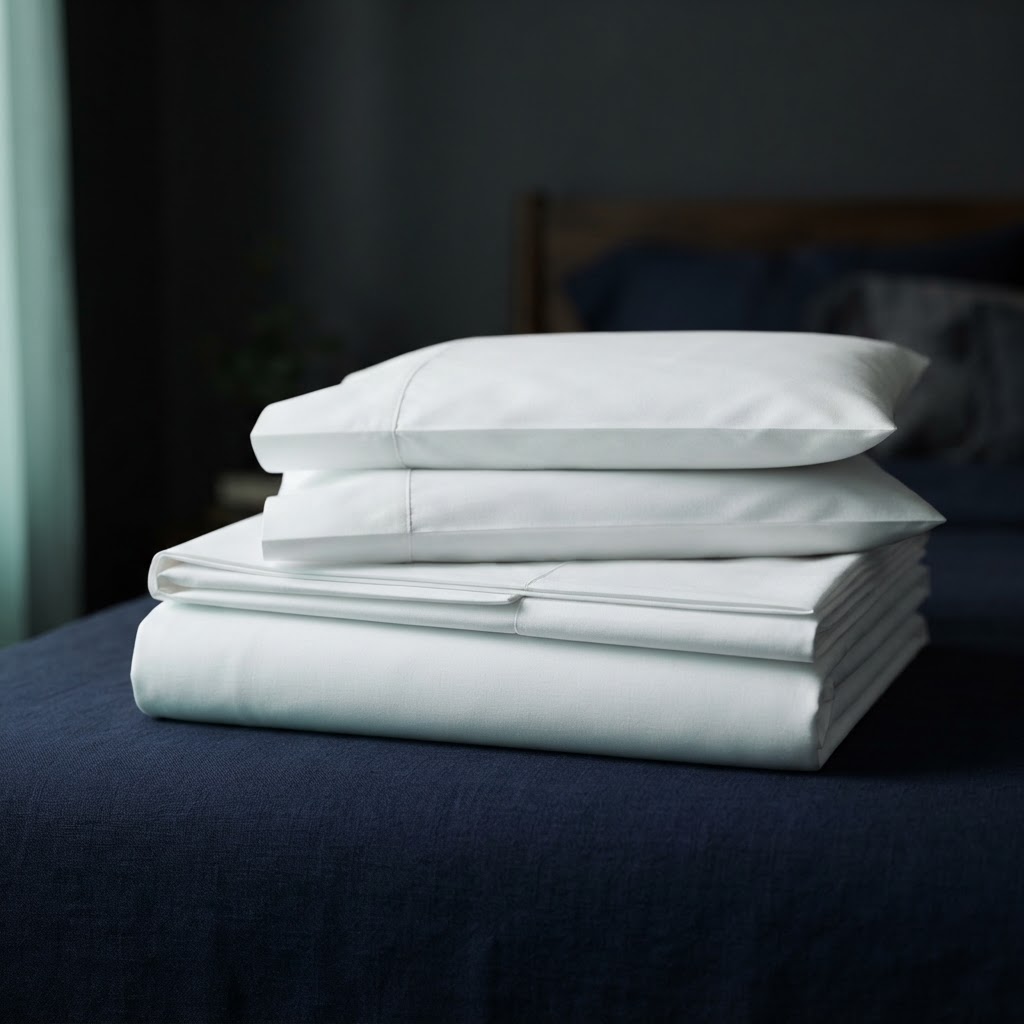 home still life: Cooling percale sheets