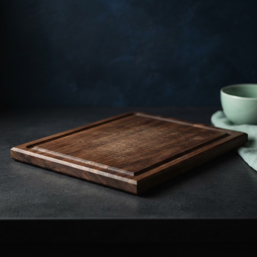 kitchen still life: Cutting board with juice groove