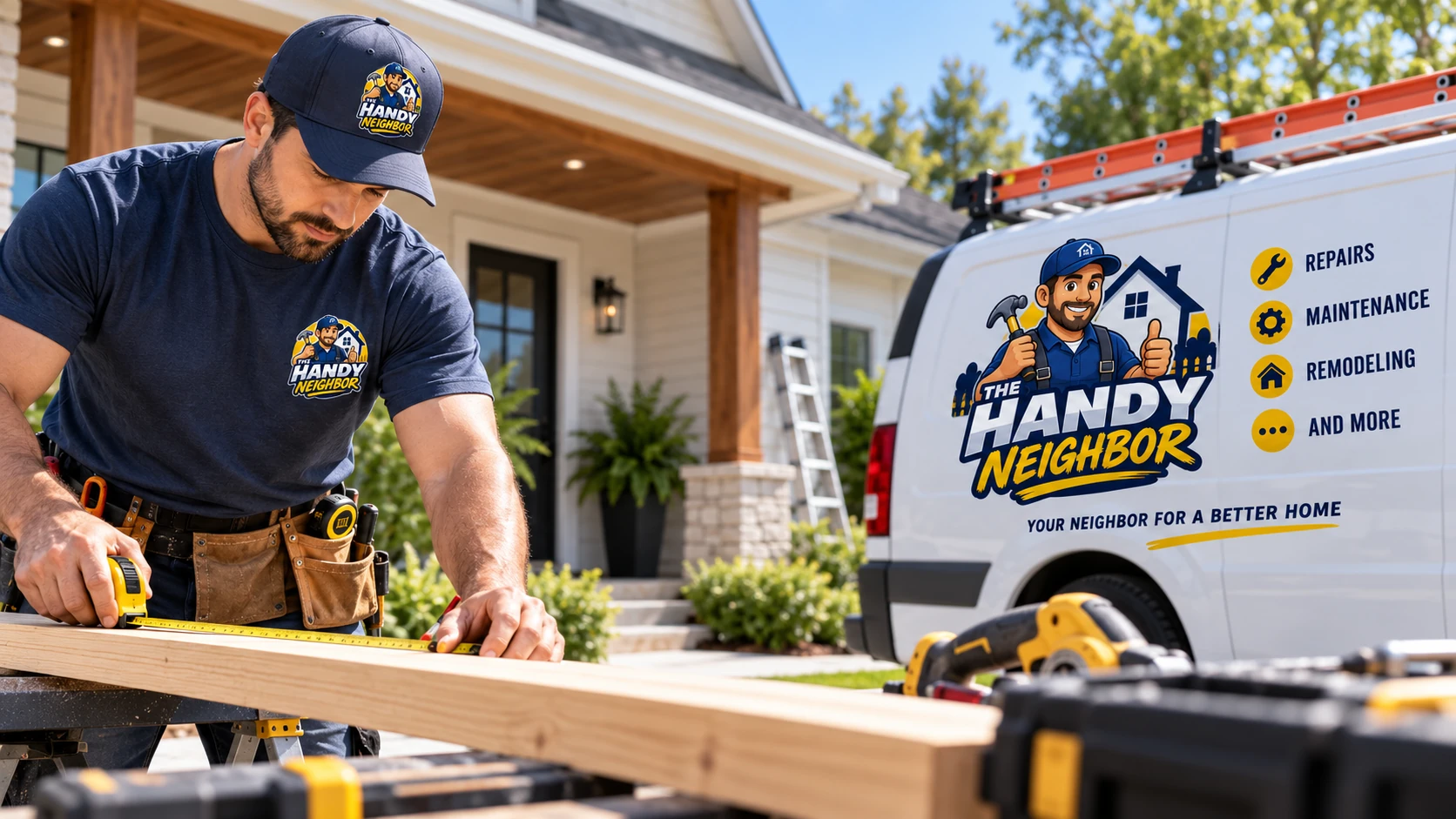 The Handy Neighbor craftsman and service van in the Twin Cities
