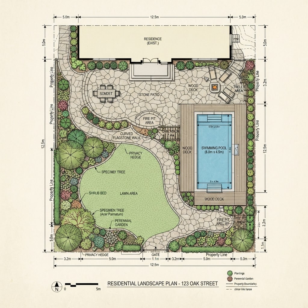 2D landscape site plan design