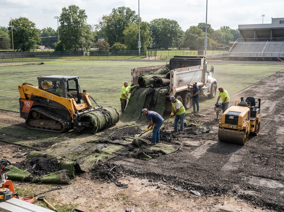 Artificial turf replacement project in Valley Stream NY