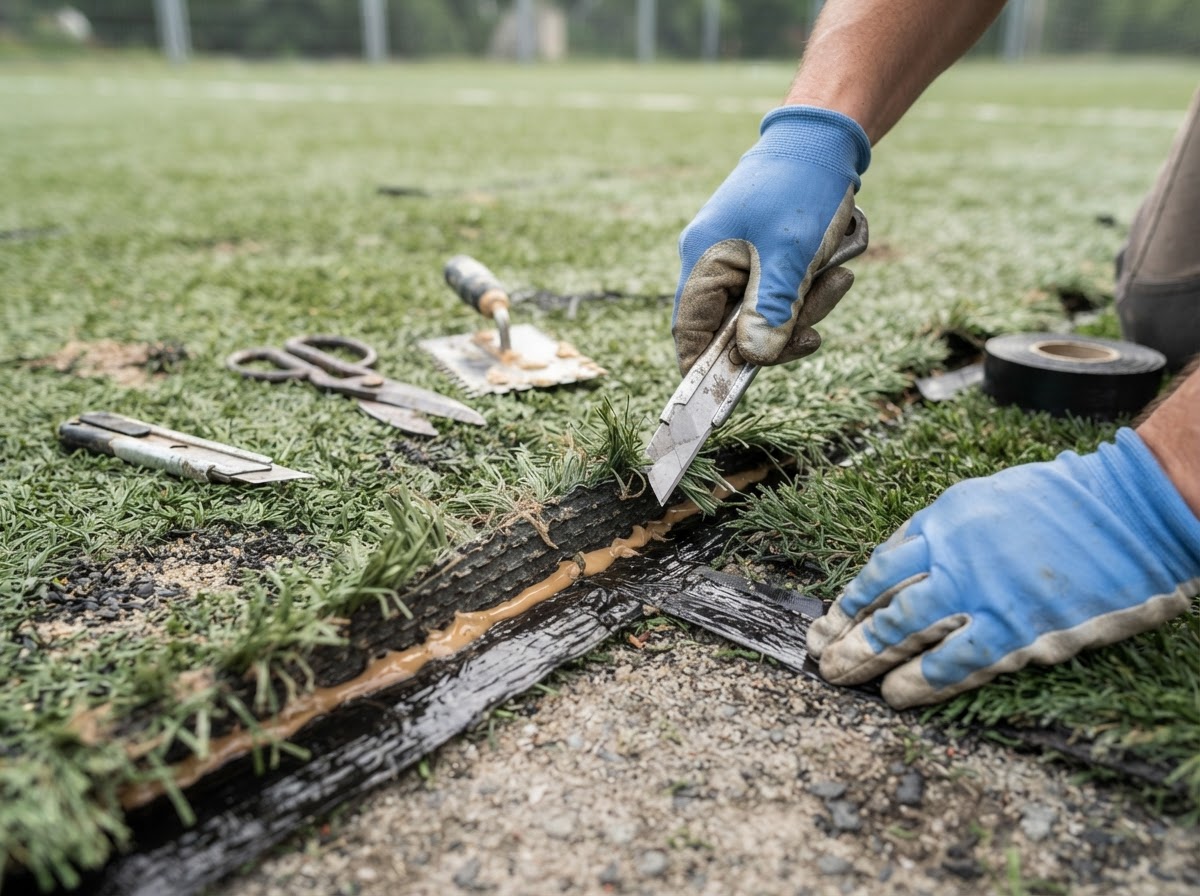 Artificial turf seam and edge repair in Valley Stream NY