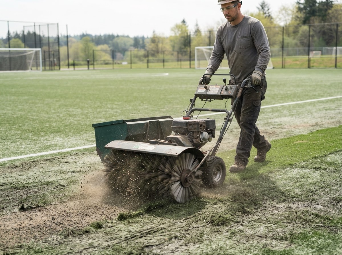 Professional artificial turf maintenance and grooming