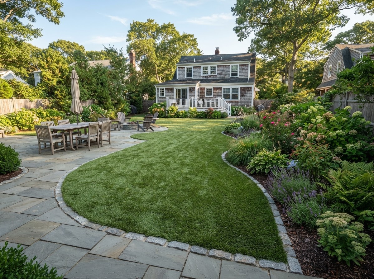 Residential artificial grass landscaping in Valley Stream NY