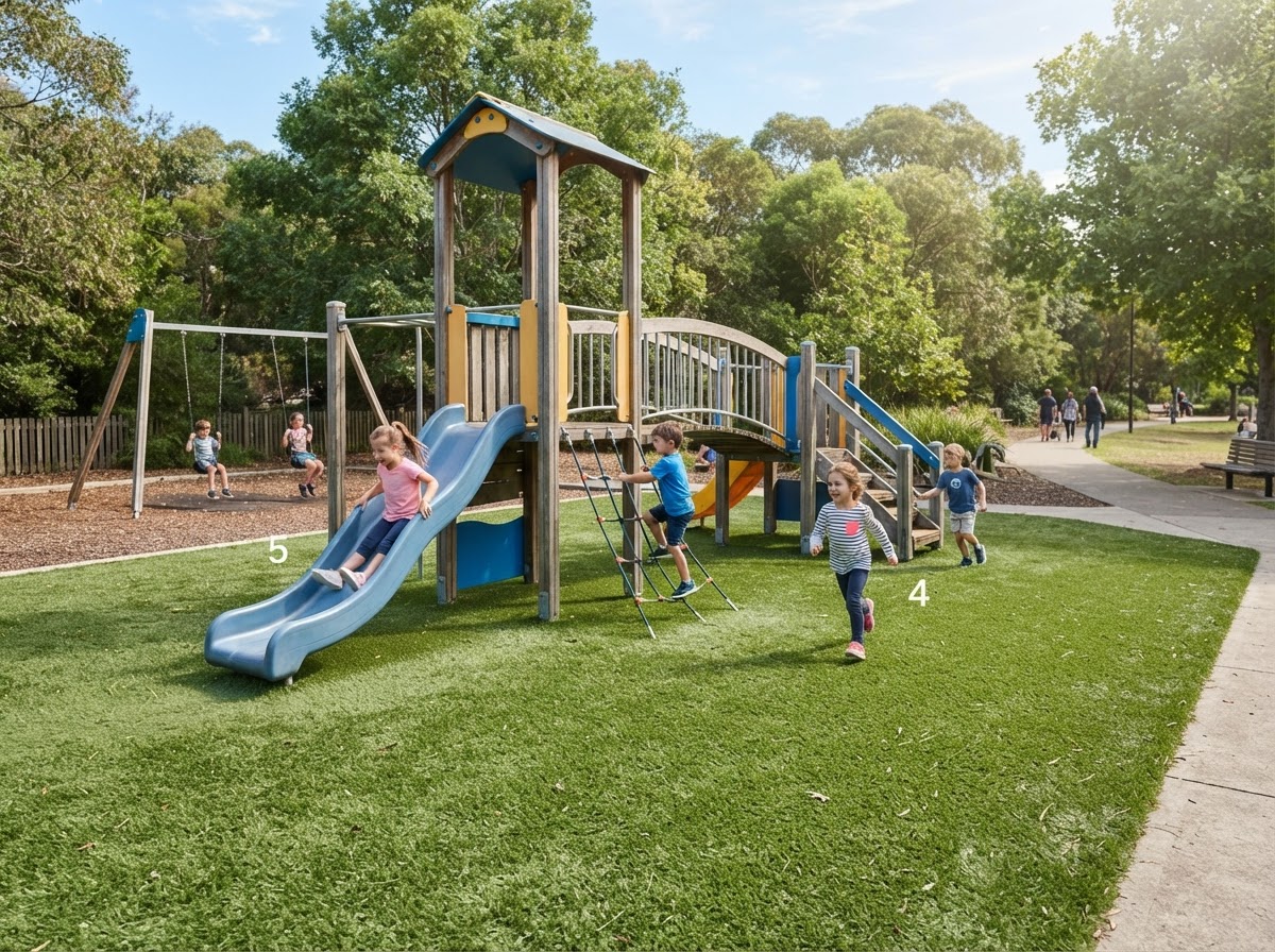 Artificial turf surface for school or daycare outdoor space