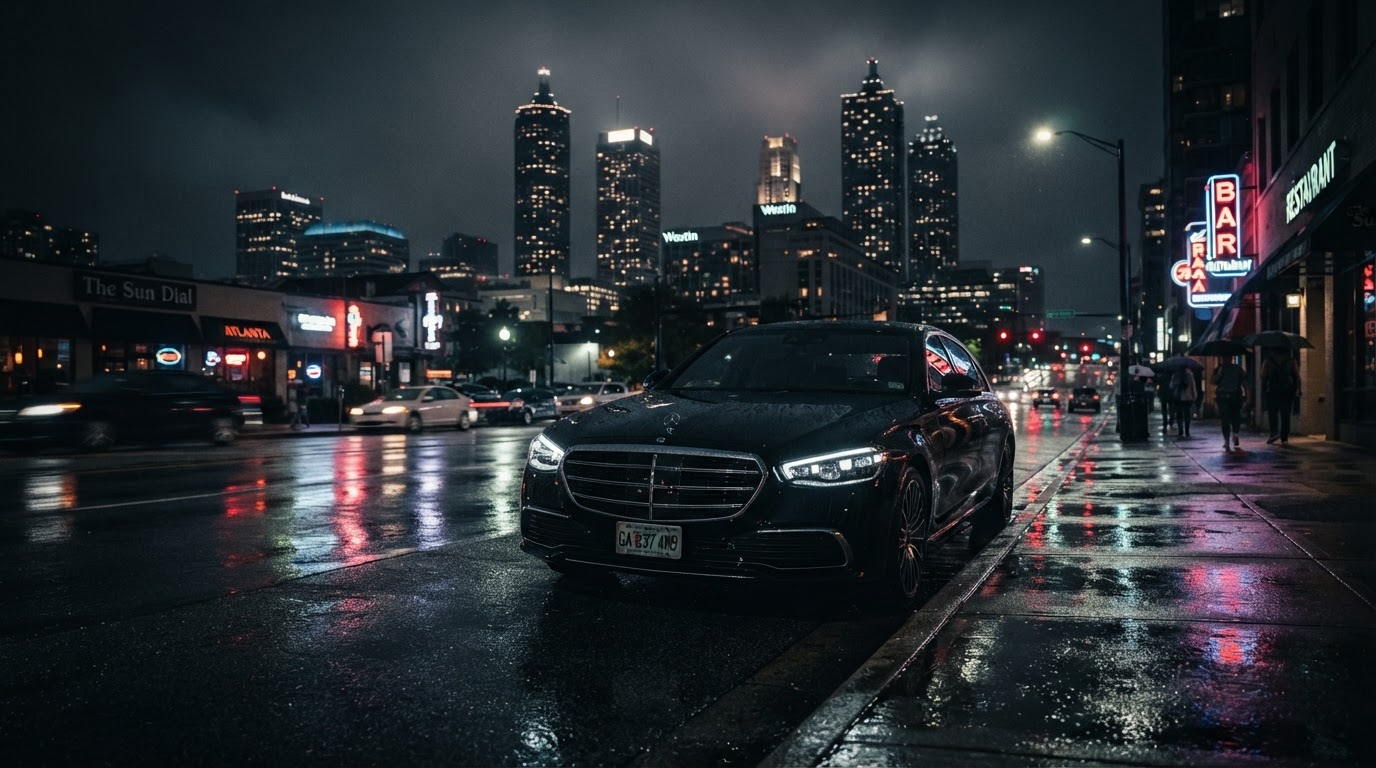 A clean late-model vehicle at night in Atlanta