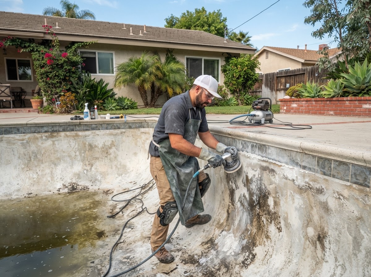 Professional pool acid washing service in La Mirada CA