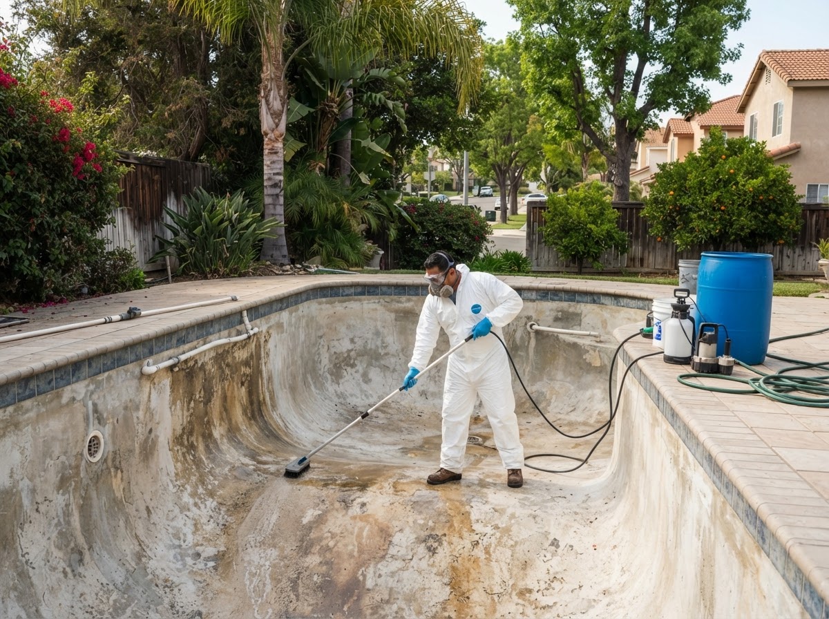 Professional pool acid washing service in Paramount CA