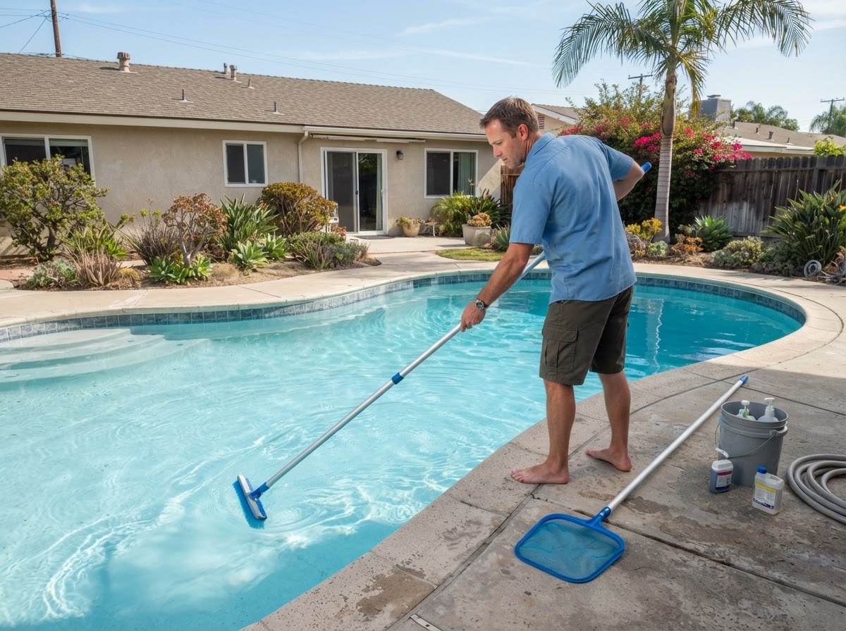 Weekly pool cleaning and maintenance service in Bellflower California