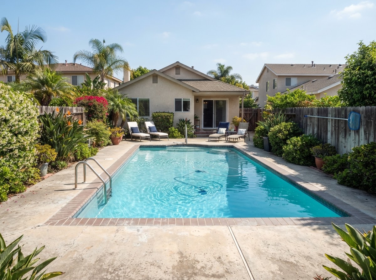 Residential swimming pool in Artesia California