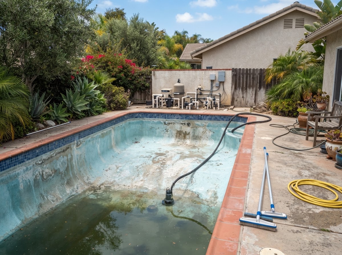 Pool draining service for specialty cleaning in Bellflower CA