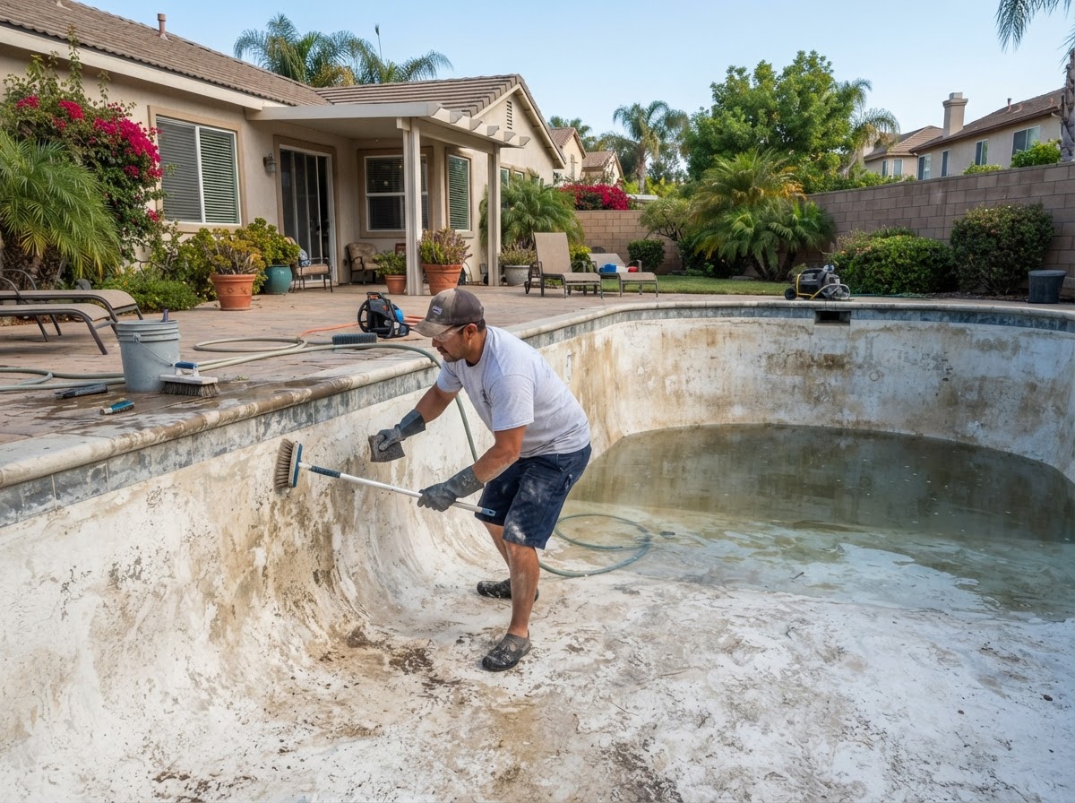 Professional pool acid washing and surface cleaning in Downey CA