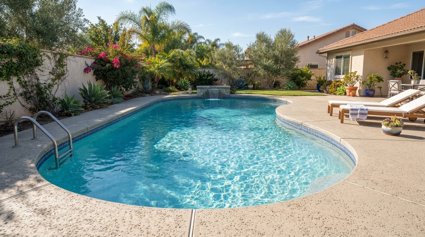 Clean residential pool after professional pool service in Bellflower CA