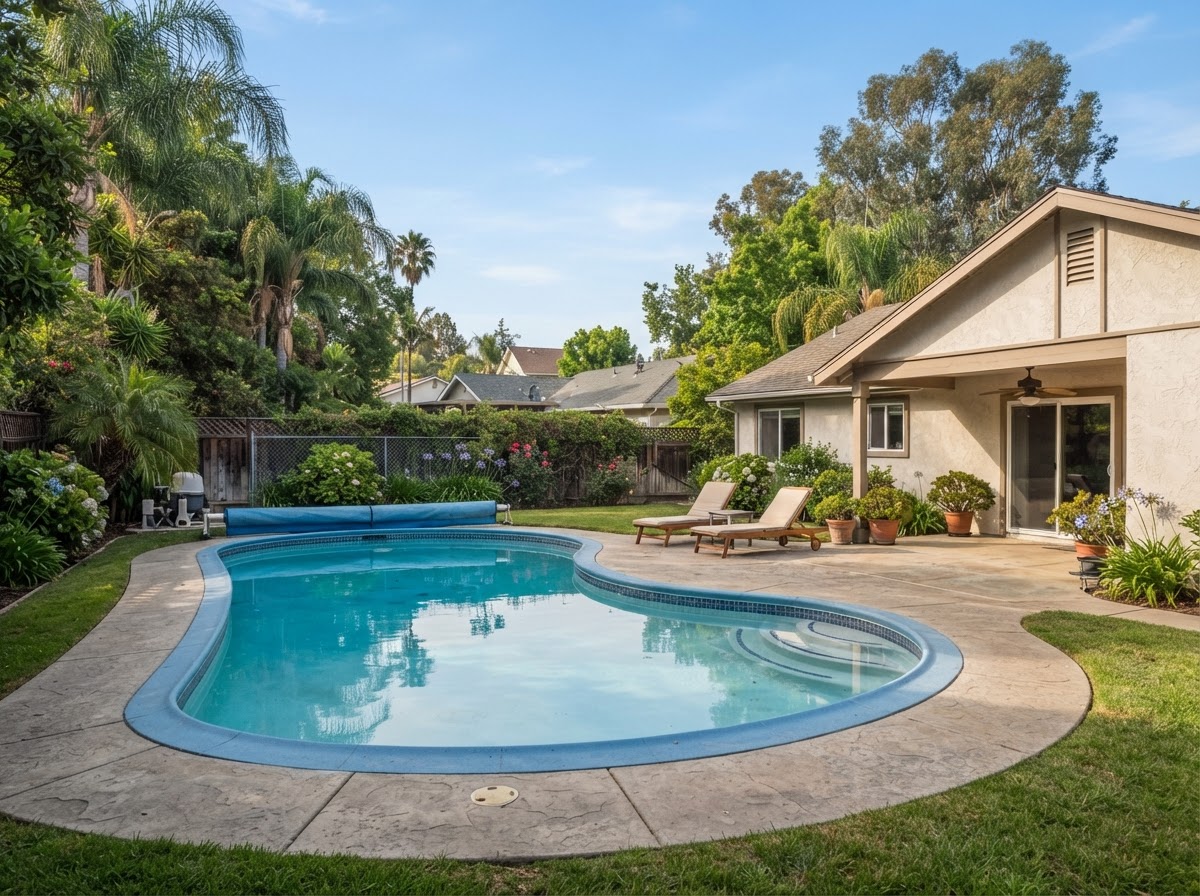 Residential swimming pool in Norwalk California