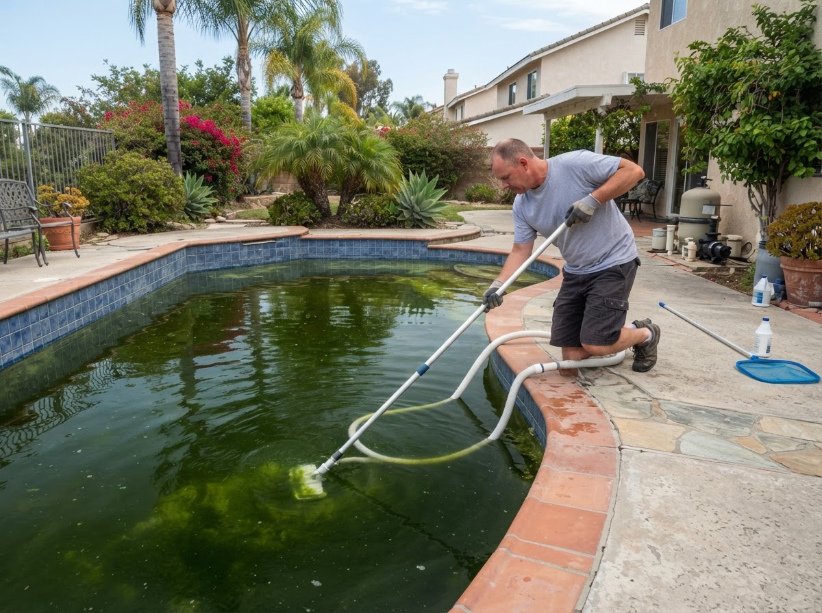 Green pool cleanup and water care in Bellflower California