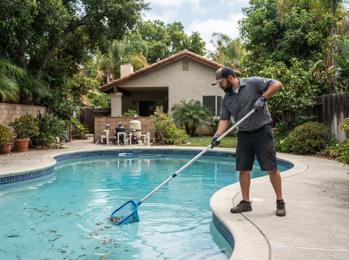 Weekly residential pool cleaning service in Paramount CA
