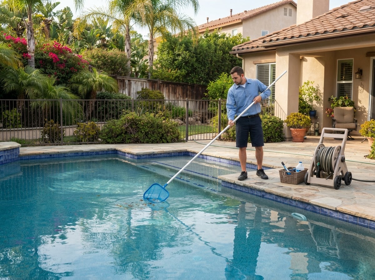 Weekly pool cleaning service for a La Mirada CA residential pool