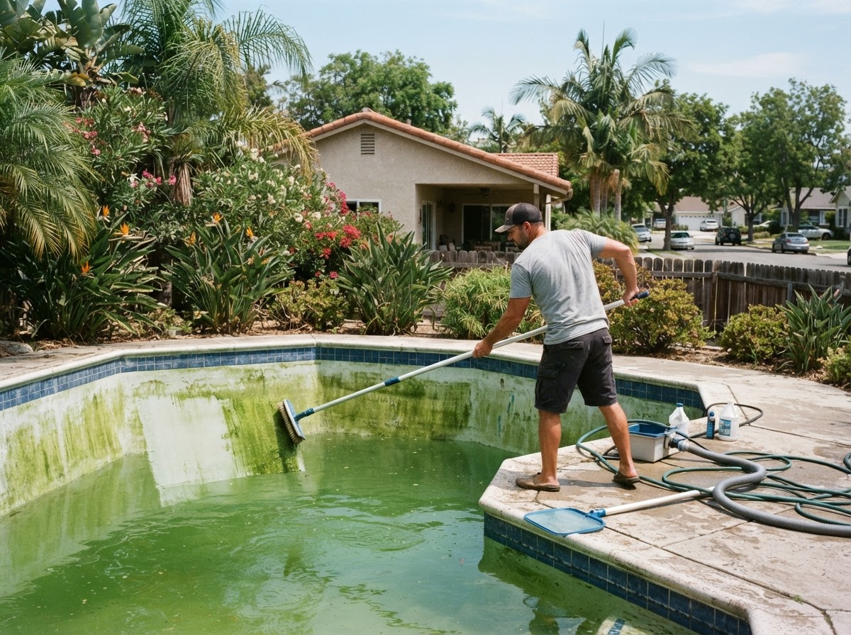 Green pool and algae cleanup service in Paramount CA