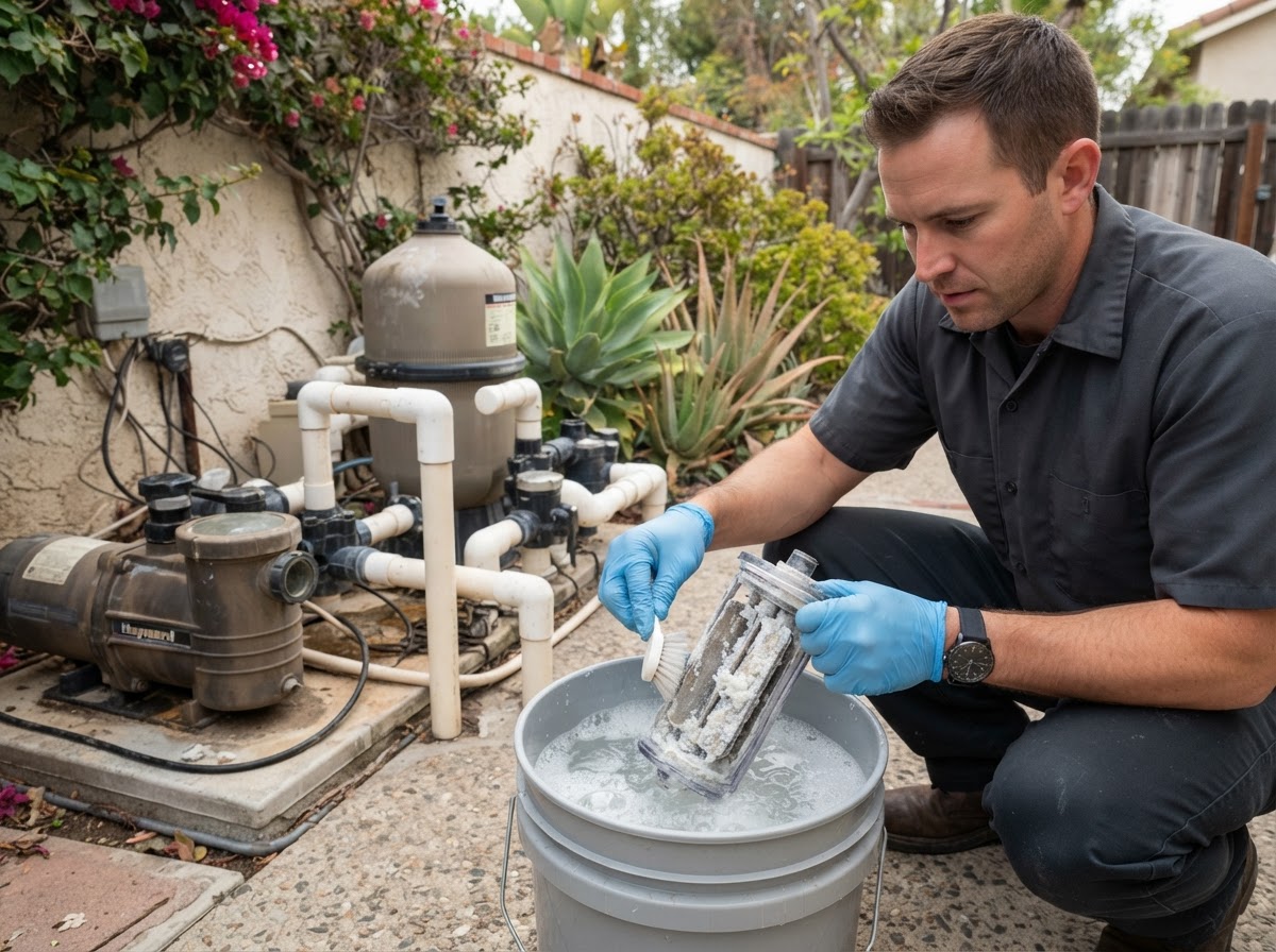 Salt cell cleaning for a residential pool in Bellflower CA