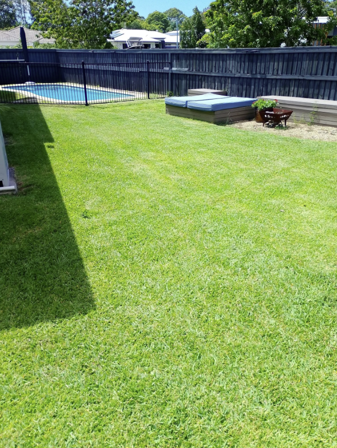 Lawn mowing and edging service by J.A.H, Sunshine Coast - freshly cut green lawn with clean lines