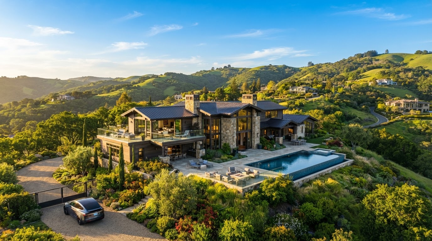 Marin County luxury home surrounded by lush California scenery