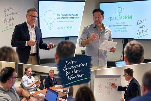 Matthew Dairman and Chris Milkie speaking and coaching at a geniusDPM Mastermind Live event
