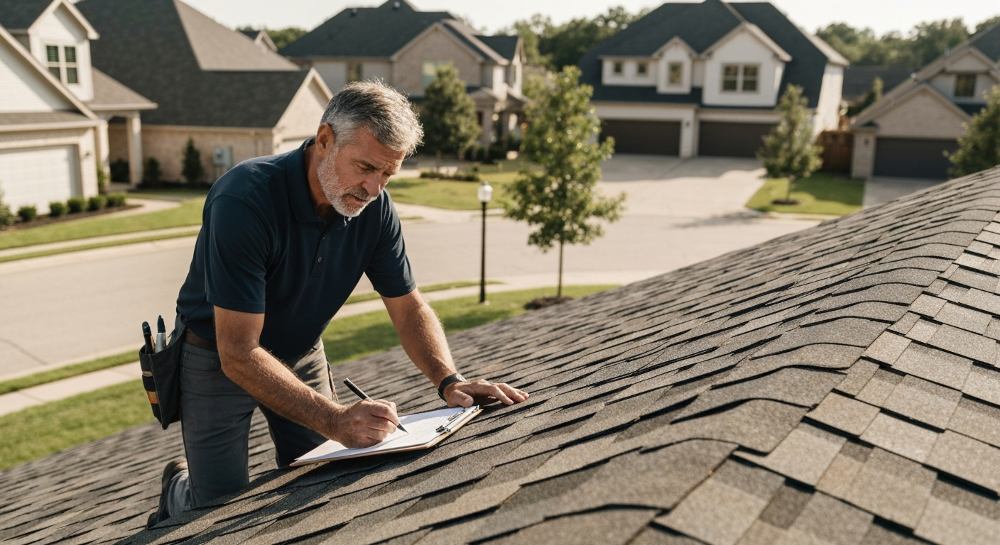 Blackhawk Roofing & Construction team working on a residential roof in Richardson, TX