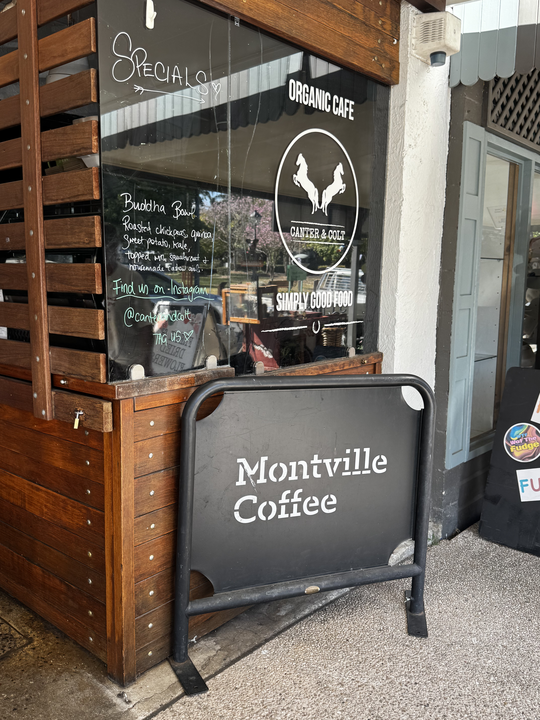 Organic Cafe and Montville Coffee sign