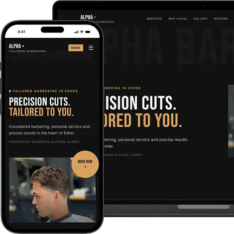Alpha Tailored Barbering website preview
