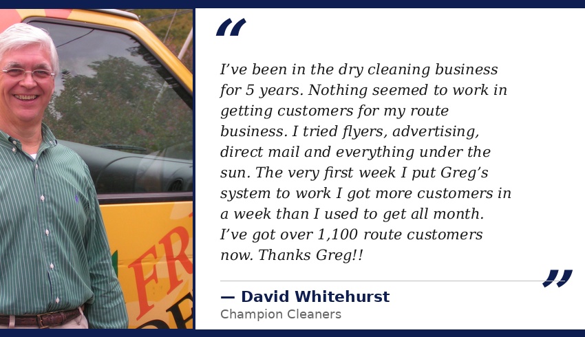 Testimonial from David Whitehurst - Champion Cleaners