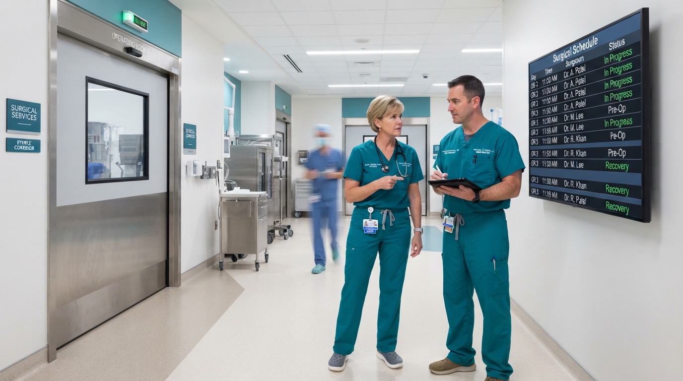 Surgical services leadership team partnering with Surgical Nurse Recruiter for OR staffing search