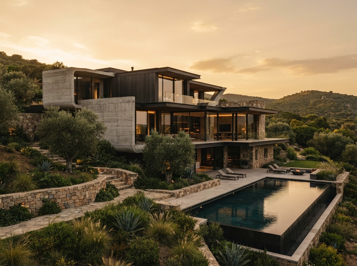 Architectural residence framed as a landmark reference point