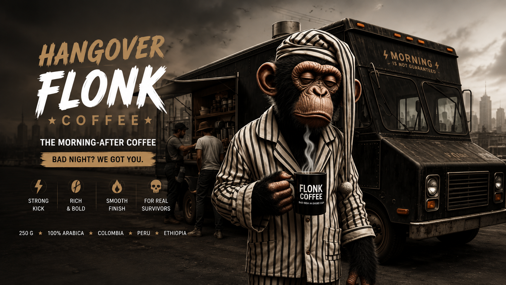 Flonk Coffee — produkt- och systemvisning på desktop