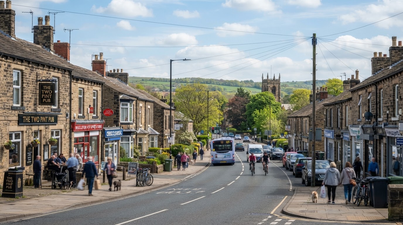 Woodlesford village streetscape, West Yorkshire