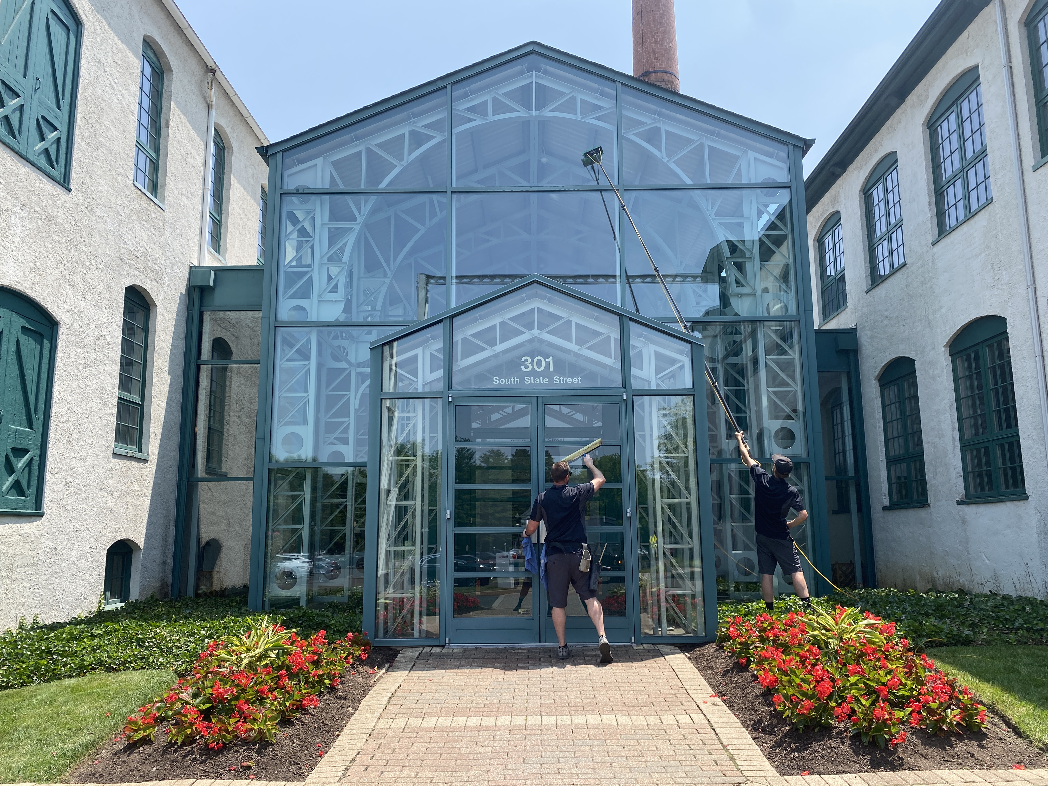 Waldron's Window Cleaning & Power Washing in action
