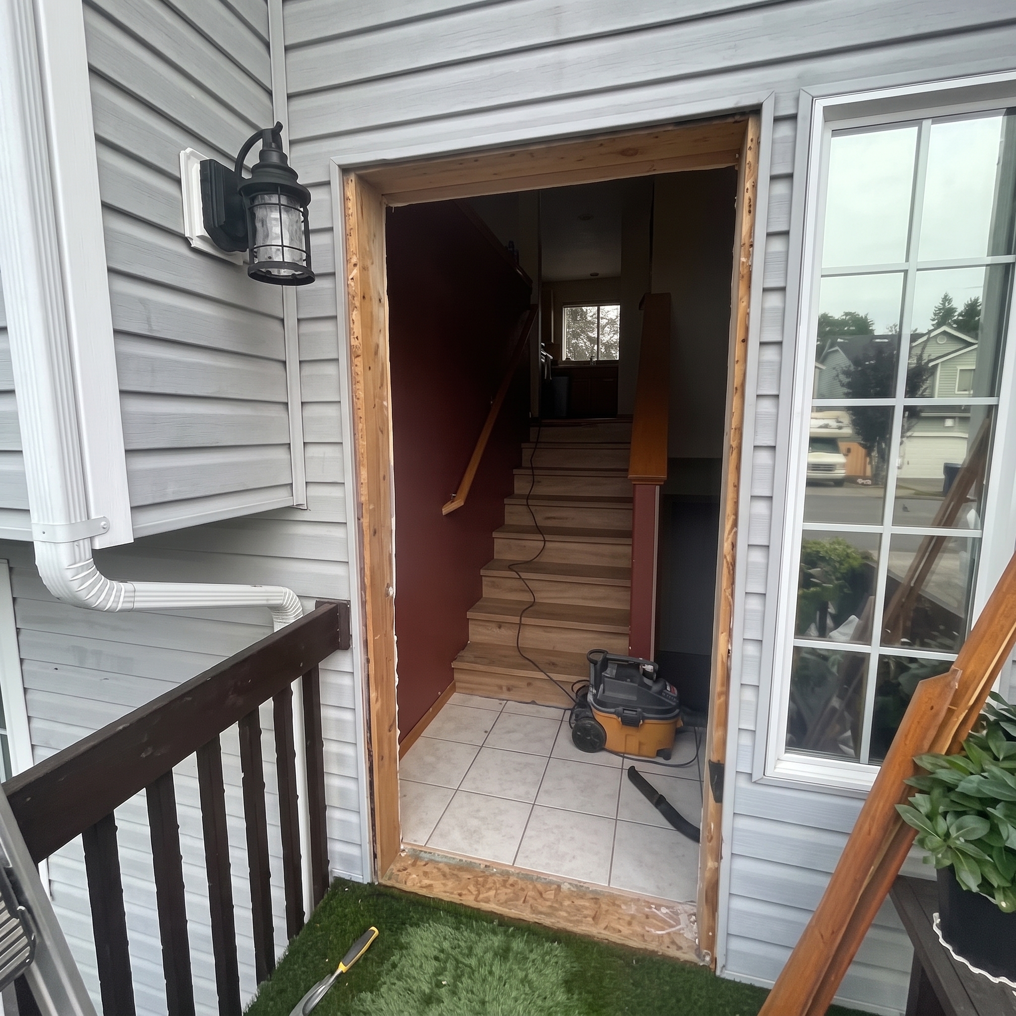 Modern Entry Door & Framing Installation - Before
