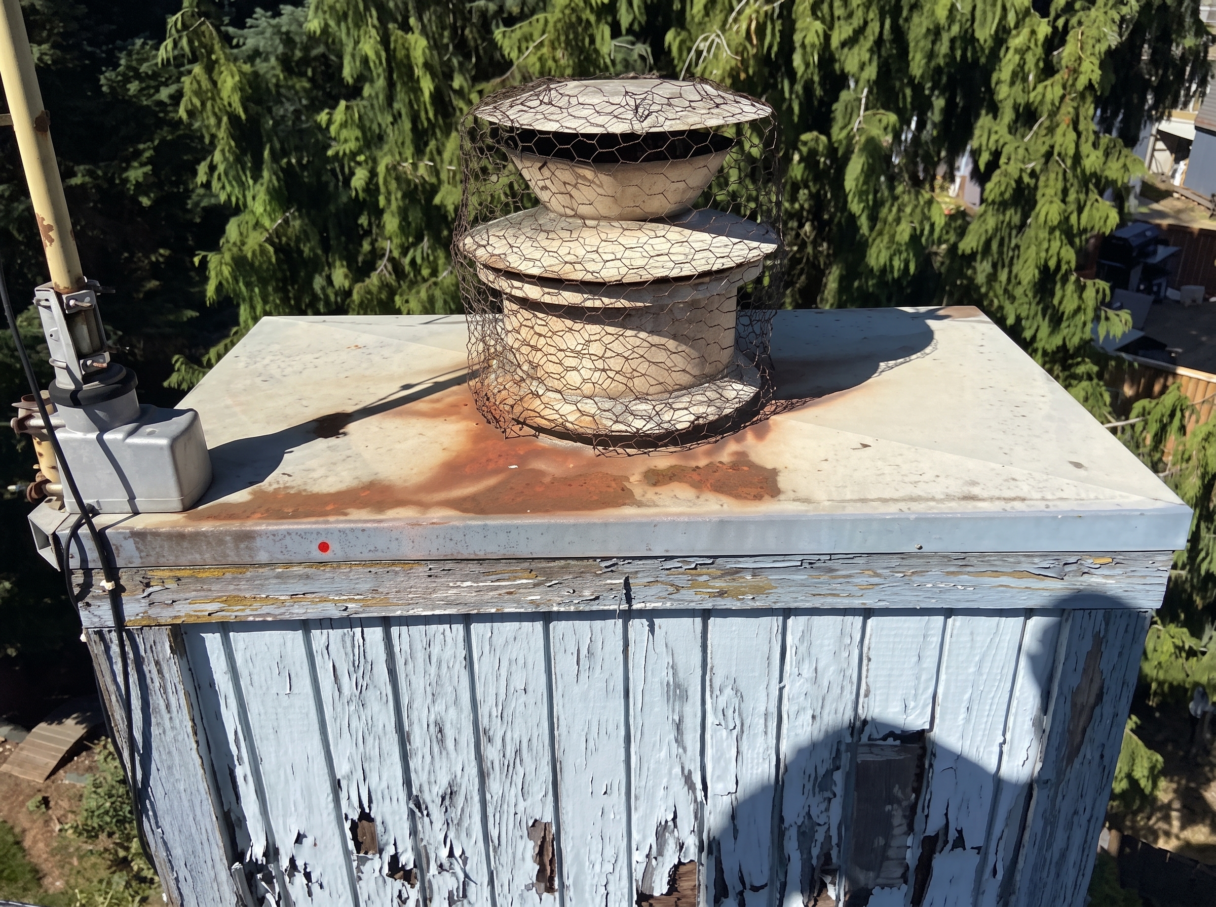 Chimney Chase Siding & Flashing Rot Repair - Before