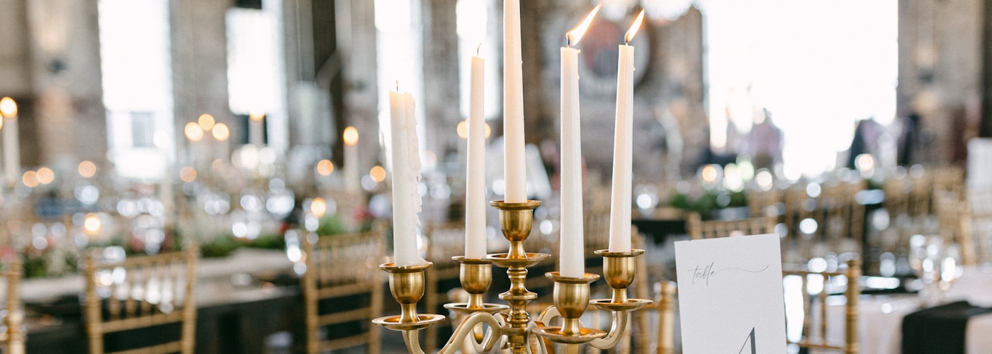 Elegantly set wedding reception table