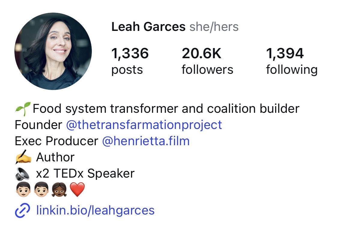 Leah Garces Instagram profile with 20.6K followers