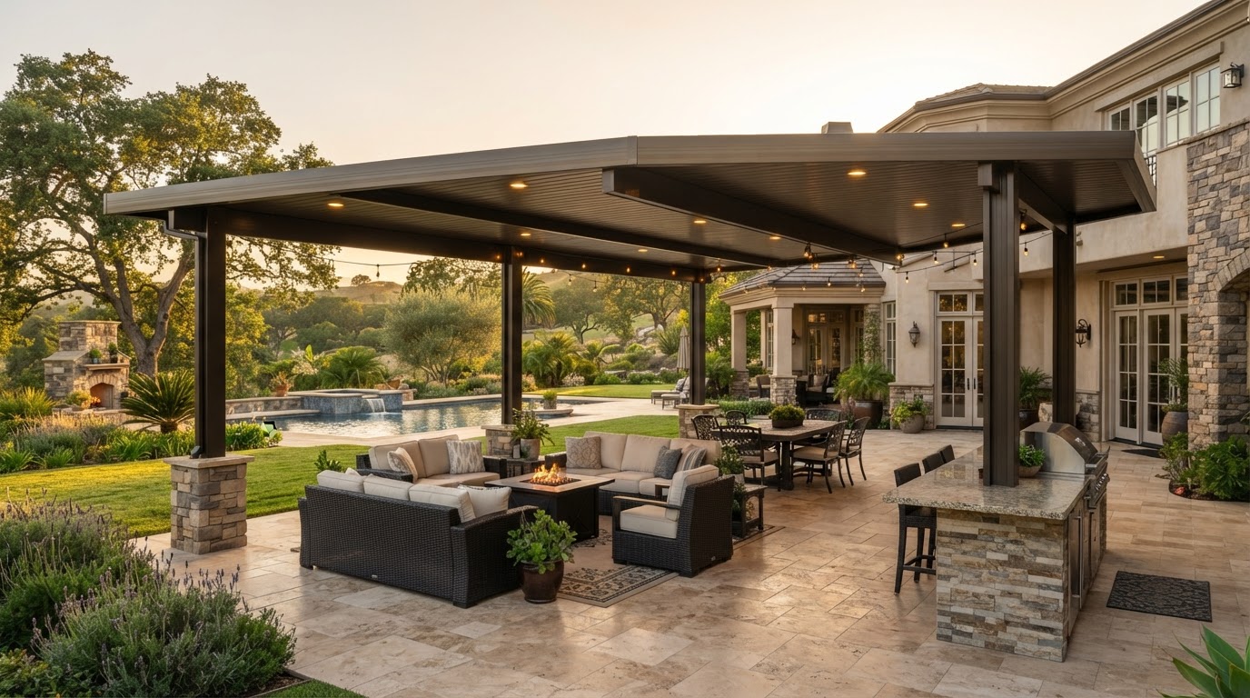 Patio cover installation at an Alamo-area property