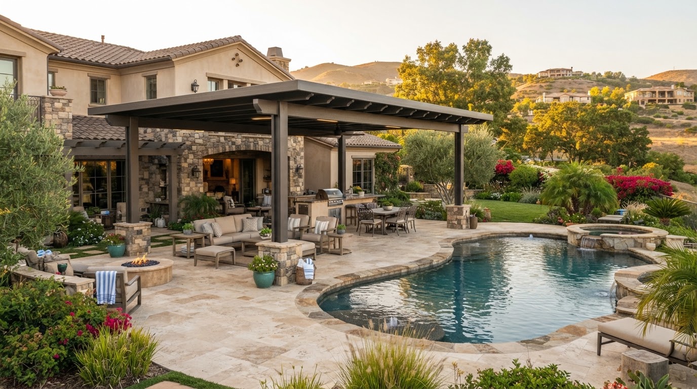 Aluminum patio cover at an Alamo-area property