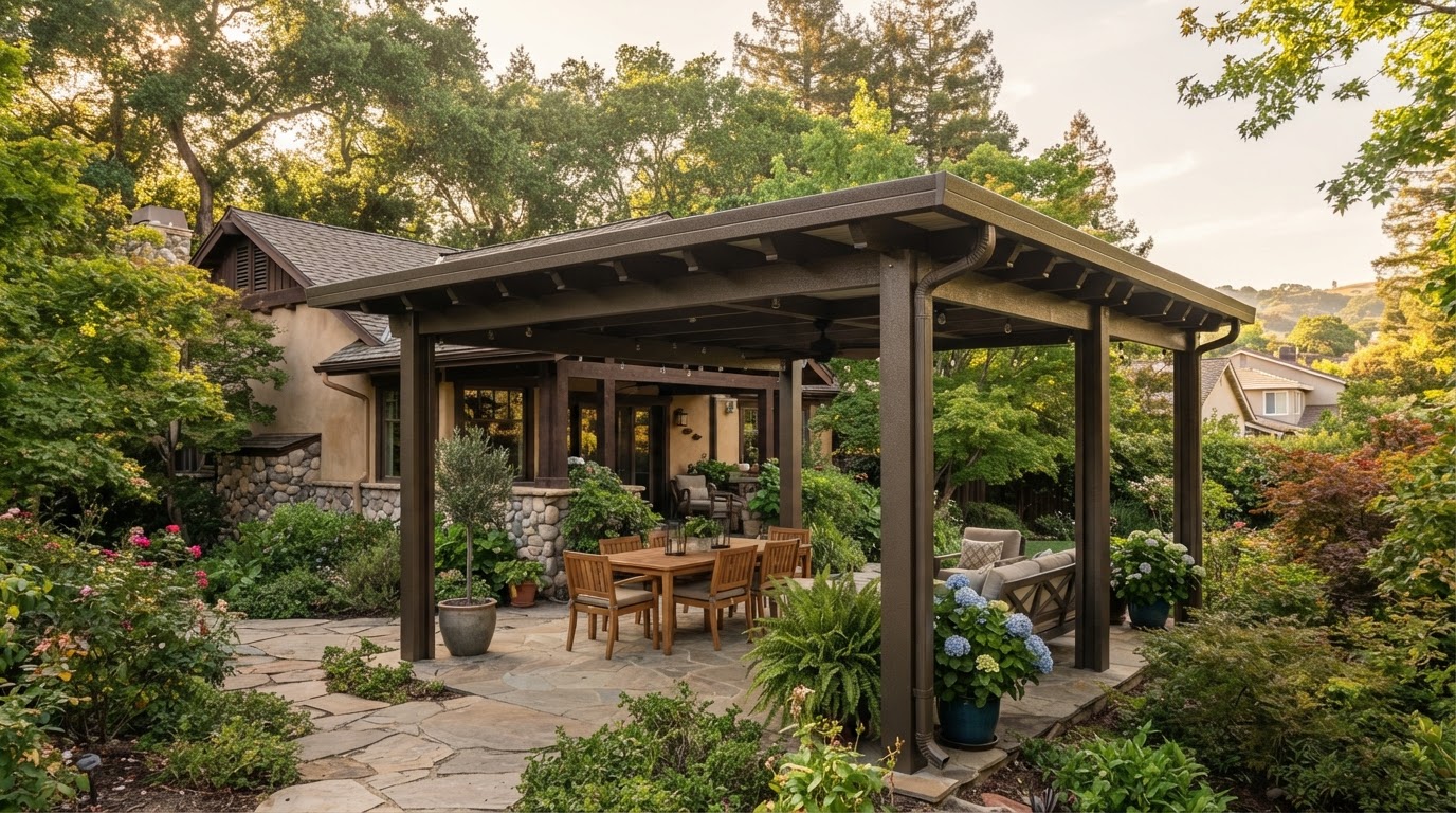 Aluminum patio cover at a Walnut Creek home