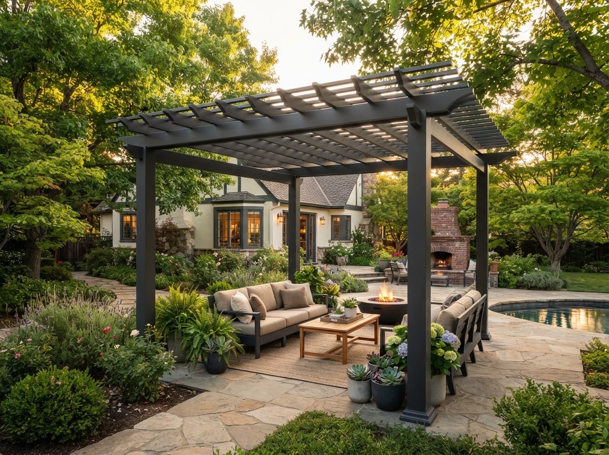 Pergola providing backyard shade in Walnut Creek