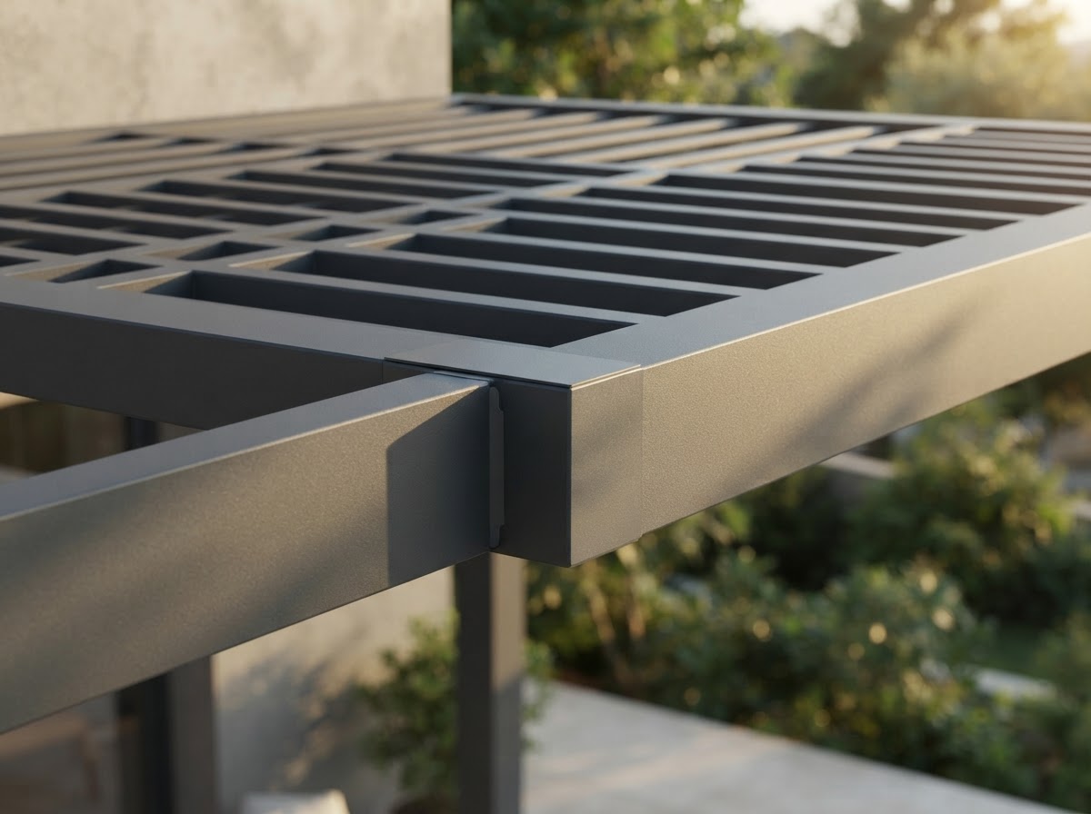 Aluminum pergola beam and lattice detail