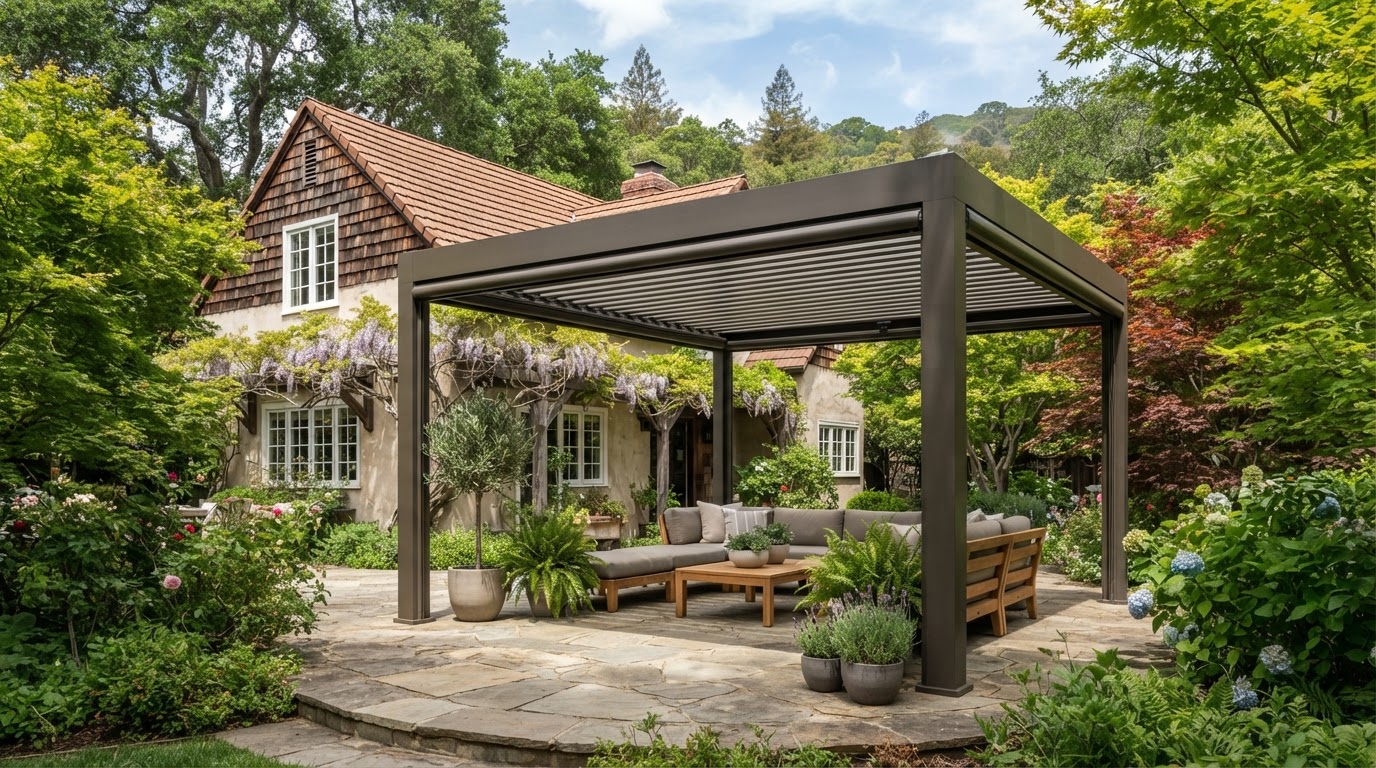 Motorized pergola at a Walnut Creek-area home