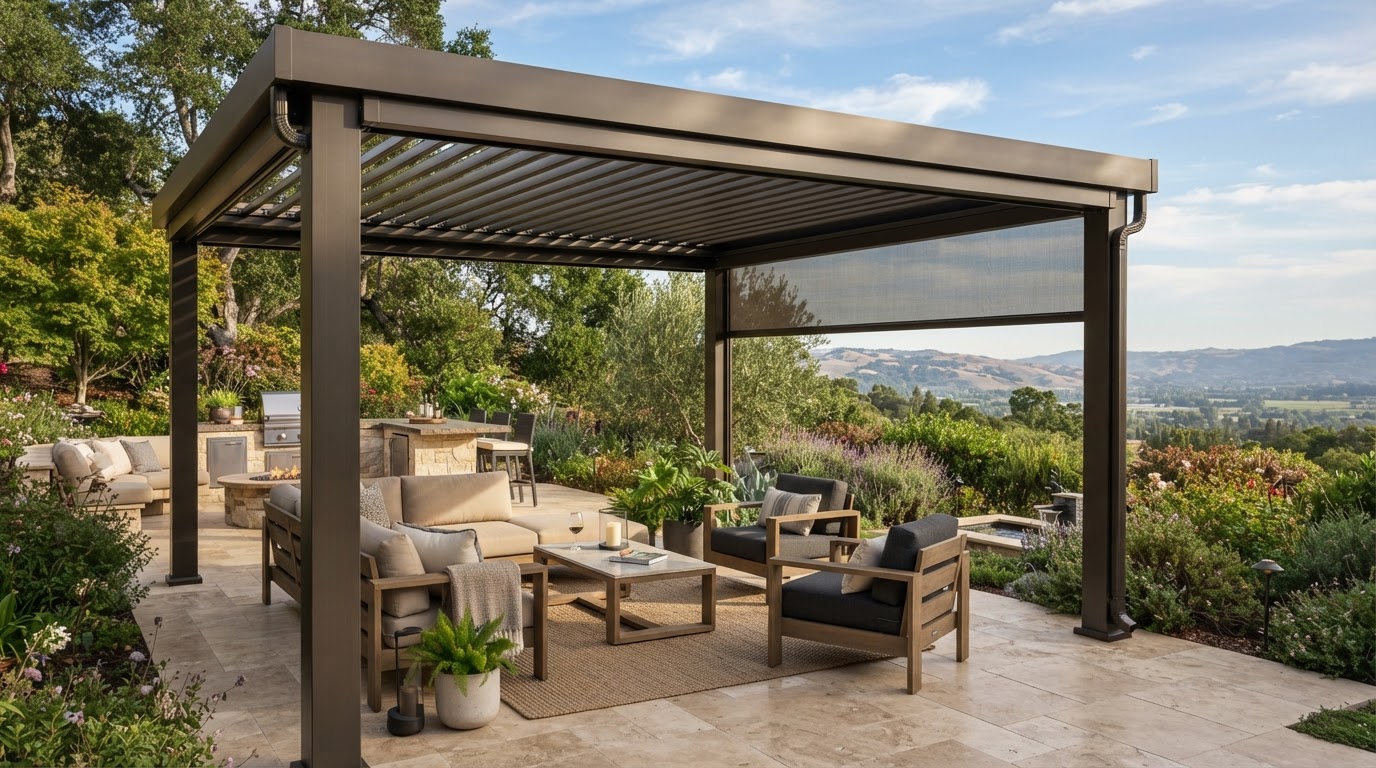 Renson-style louvered pergola in Danville
