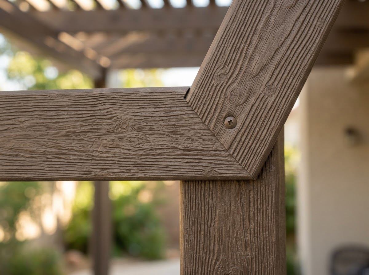 Wood-grain aluminum patio cover finish