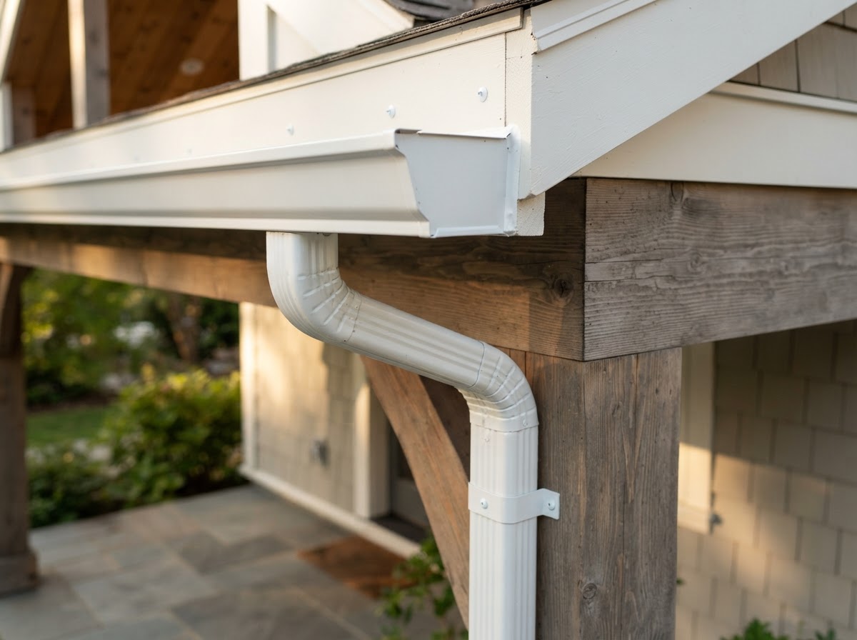 Patio cover gutter and drainage detail