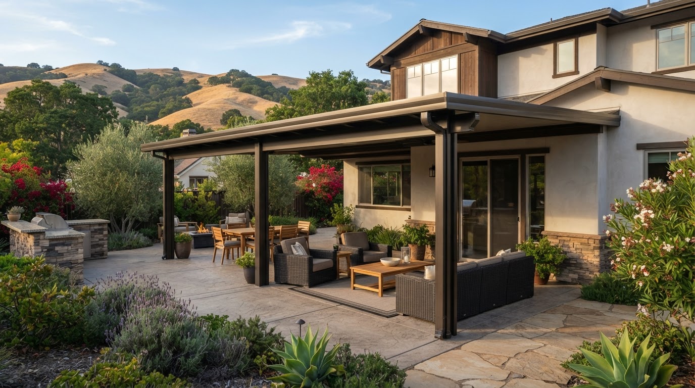 Patio cover installation in the Danville East Bay service area